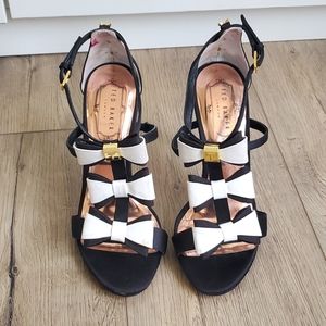 Brand New Ted Baker Black and white Bow Sandals